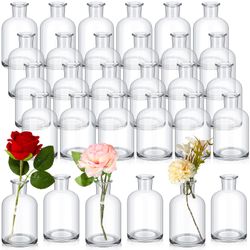 Lallisa 30 Pack Glass Bud Vases Bulk Small Mini Flower Vases For Centerpieces Decorative Glass Bottles Vintage Rustic Centerpieces Decoration For Wedd