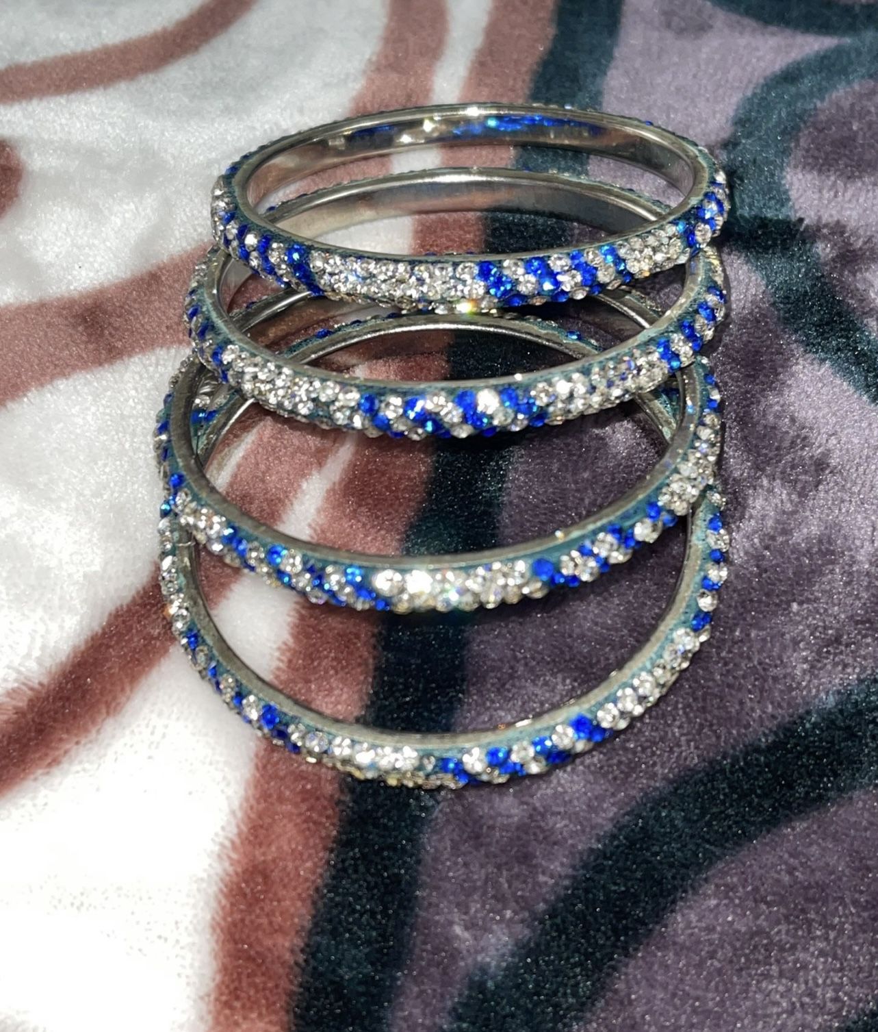 Pretty Blue And Silver Bangles $10