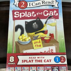 BRAND NEW Sealed Splat the Cat 8-Book Box Set (I Can Read Levels 1 & 2)
