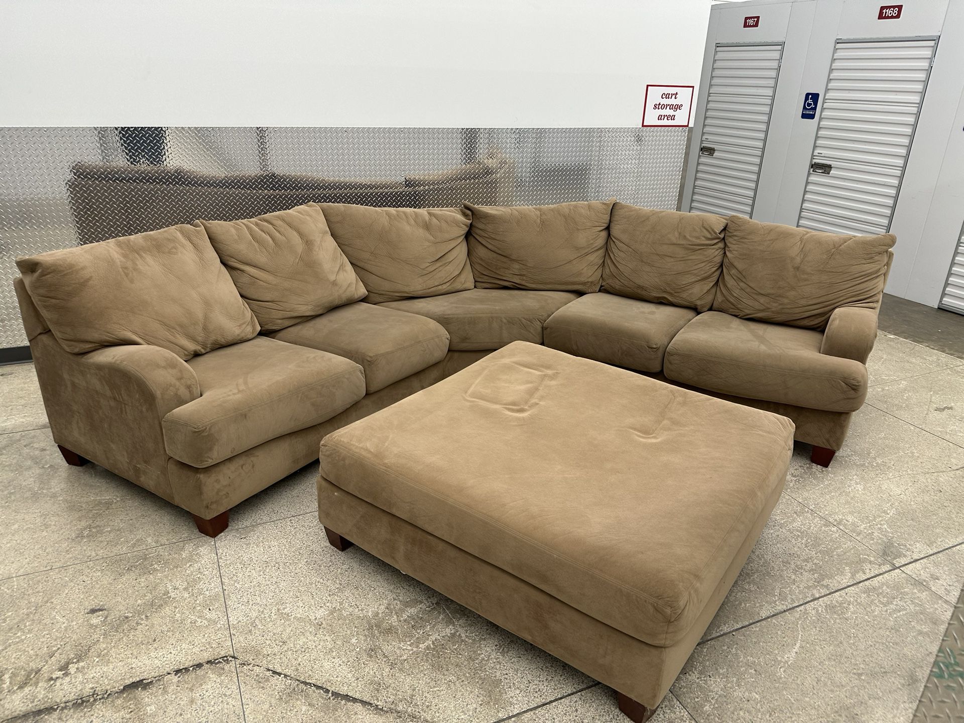 (FREE DELIVERY) Brown Sectional W Ottoman 