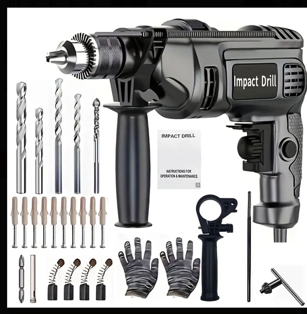 BRAND NEW Wired Multifunctional Electric Hammer Drill, Variable Speed, with Drill Bits $30 FIRM