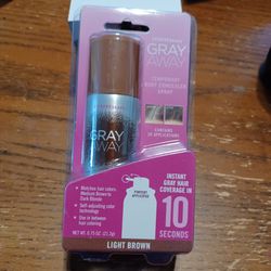 New Gray Away Temporary Root concealer spray. 
Light Brown. 
Matches hair color, medium brown to dark blonde 
Have 4 Bottles available 

$5 Each