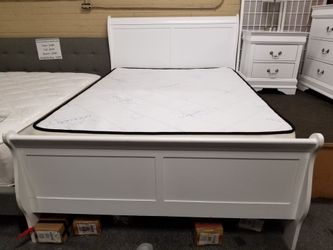 Brand new white/gray/black/brown queen sleigh bedframe