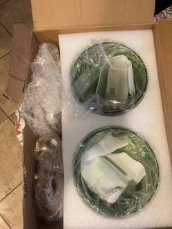 Green glass and gold hanging light set