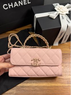 Chanel Light Pink Caviar Top Handle WOC with Light Gold Hardware