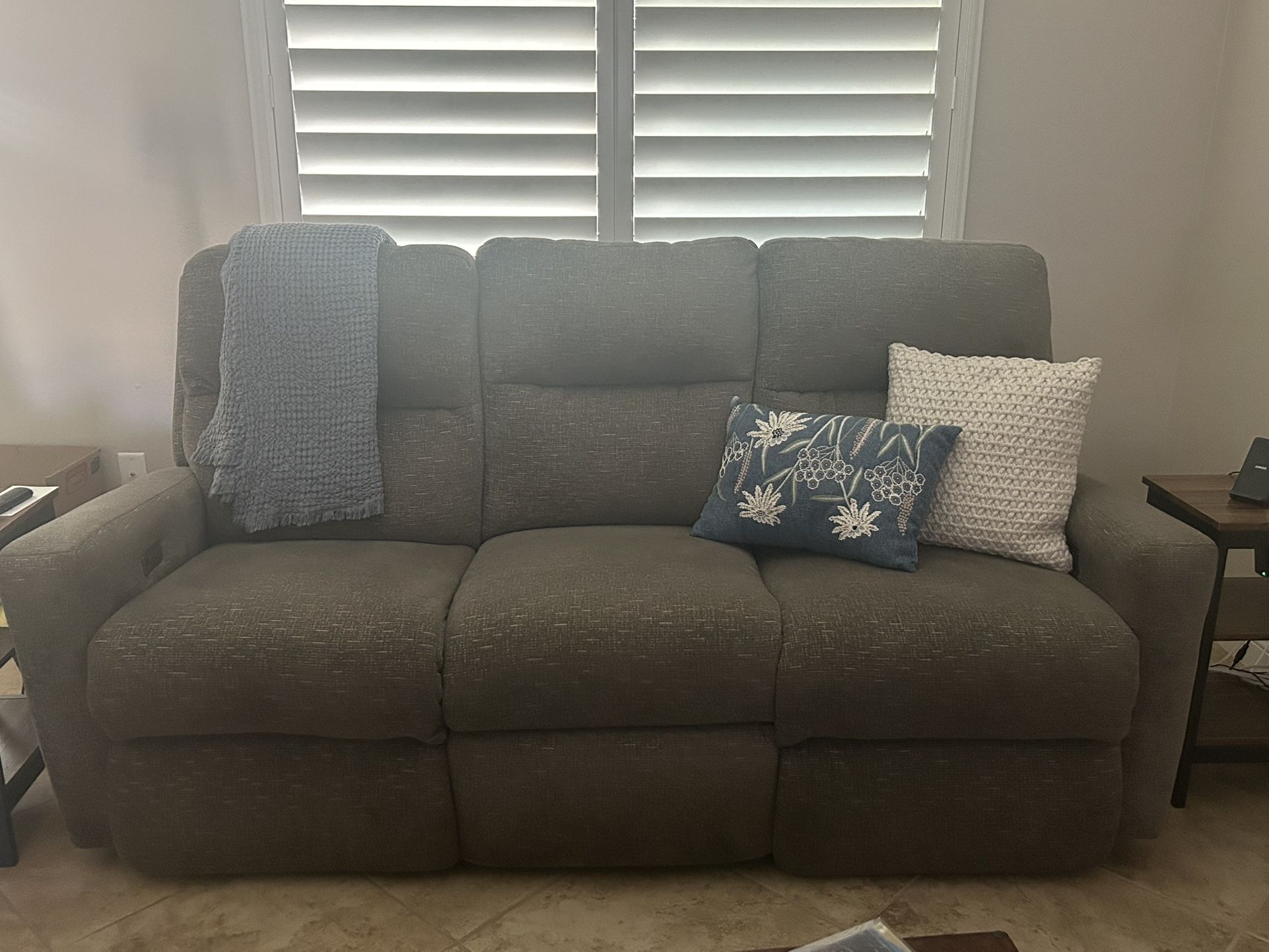 Gray Reclining Sofa 