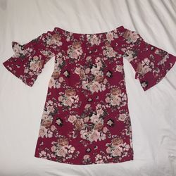 Pink Floral Off The Shoulder Dress