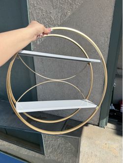 Gold Circle Wall Shelf / Decorative Floating Shelf
