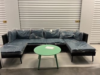 (FREE DELIVERY) Assembly NEW 113.5"56.5" XLarge U Shaped Wicker Sofa Set Convertible Set Modular NEW