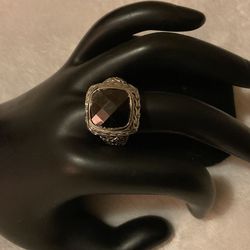 Large Chunky Sterling Silver 925 Onyx Ring,Size 8