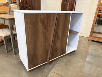Contemporary Two Tone Cabinet with Assymetrical Façade