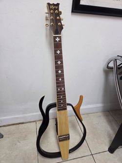Custom Sojing Silent Acoustic-Electric Travel Guitar – Unique Modified Design – Gold Hardware