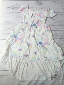 Girls Summer Floral Off The Shoulder Dress(L/5T)