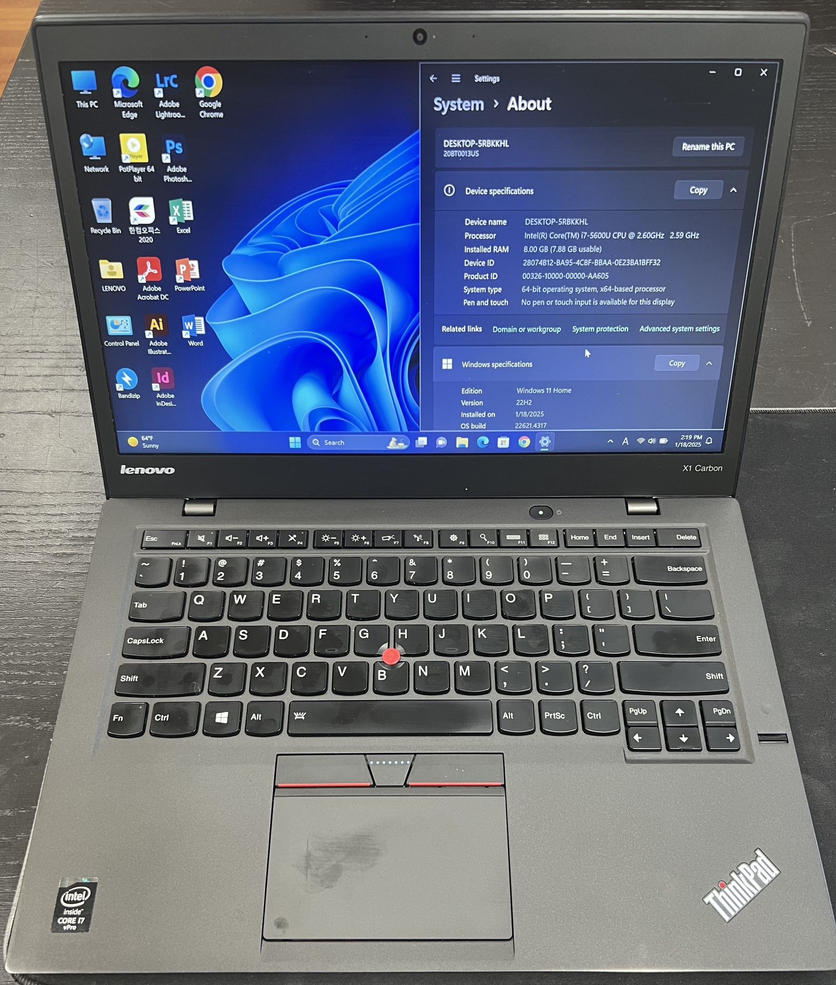 Used X1 Carbon Lenovo Laptop (14inch)