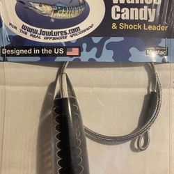 JawLures 12” Wahoo Candy & Shock Leader W/Mustad Tackle 300-480LBS Test 8/0 Hook NEW