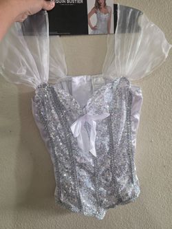 Silver Sequin Bustier Corset Top xl