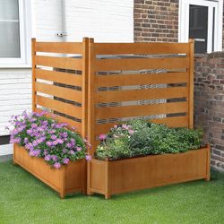 Outdoor Wood Planter Box with Privacy Screen