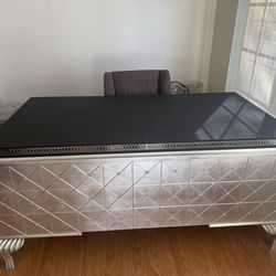 Michael Amini (AICO) Luxury Glam Desk – Crystal Diamond Design – Solid Wood – Originally $2,00+”