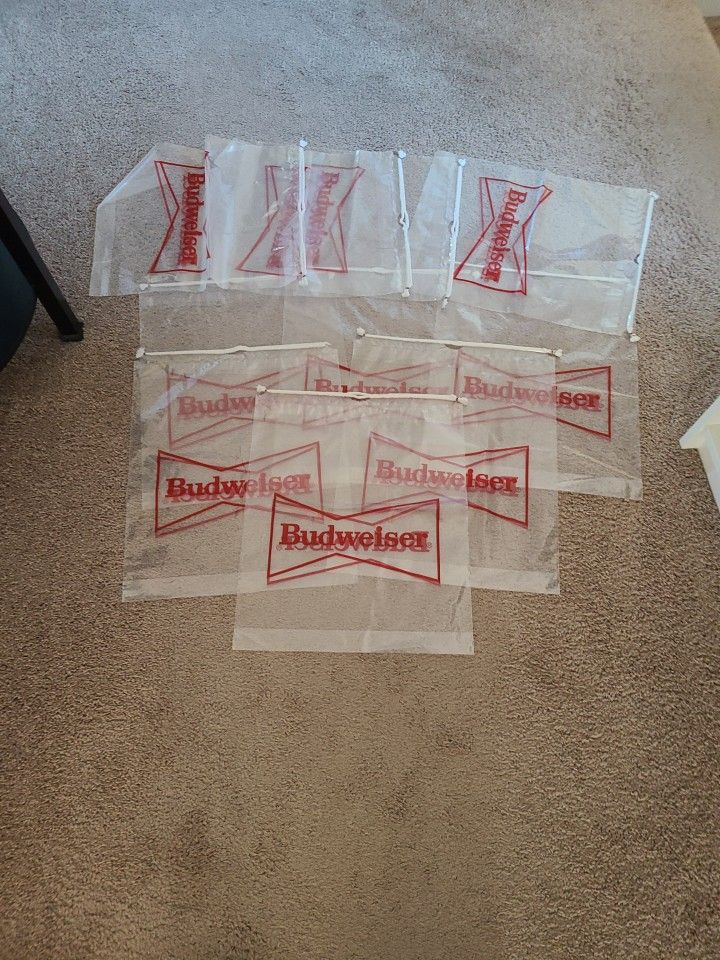 7 Budweiser Clear Plastic Bags.