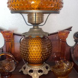Vintage amber glass lamp