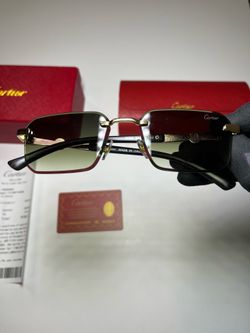 Cartier Green tone rimless Sunglasses