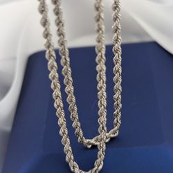 C2🤍14K White Gold Hallow Rope Link Chain| 18"| 2mm