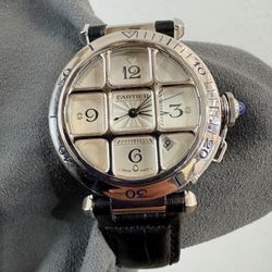 Cartier Pasha 38mm Automatic Watch | Guilloché Dial | Removable Grid | Sapphire