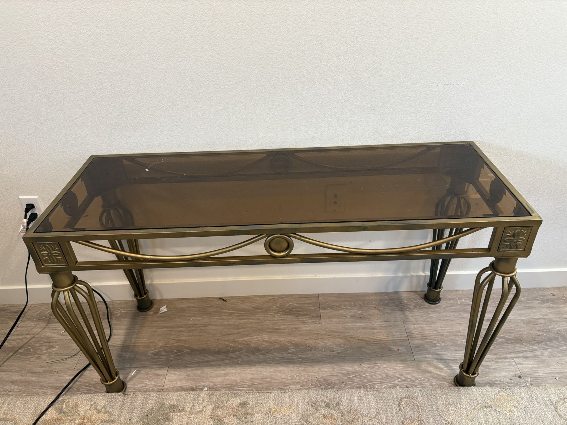 3-Piece Glass Table Set – Console + Side Tables & Heater 