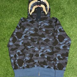 Blue And Gold Double Hooded Bape Hoodie