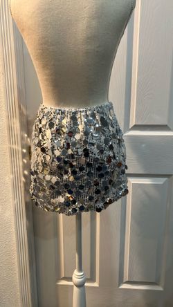 Silver Sequin Mini Skirt only. Blouse not included.