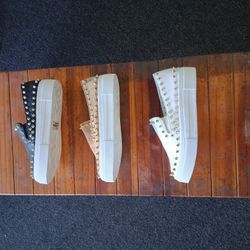 Size 6 Spike Lined Slip In Vans / Sketchers Style Shoes