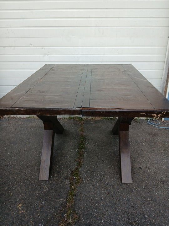 Giant Wood Dining Table W/ One Leaf