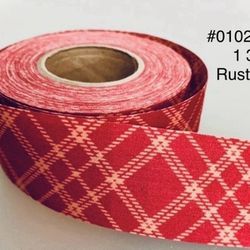 5 Yds Vintage Cotton Craft Ribbon - Rust Plaid #010224A17