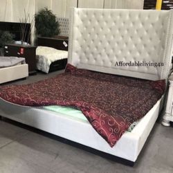Beige Cal King Wingback Bed Frame Brand New In Box