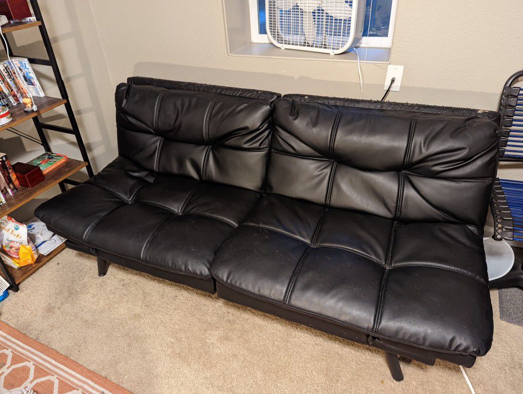 FREE Faux Leather Convertible Futon Couch 