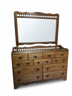 Refurbished Vintage 11-Drawer Dresser with Mirror – Custom Two-Tone Finish