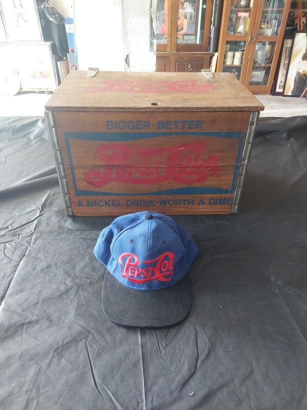 Pepsi-Cola Wood Box And Hat
