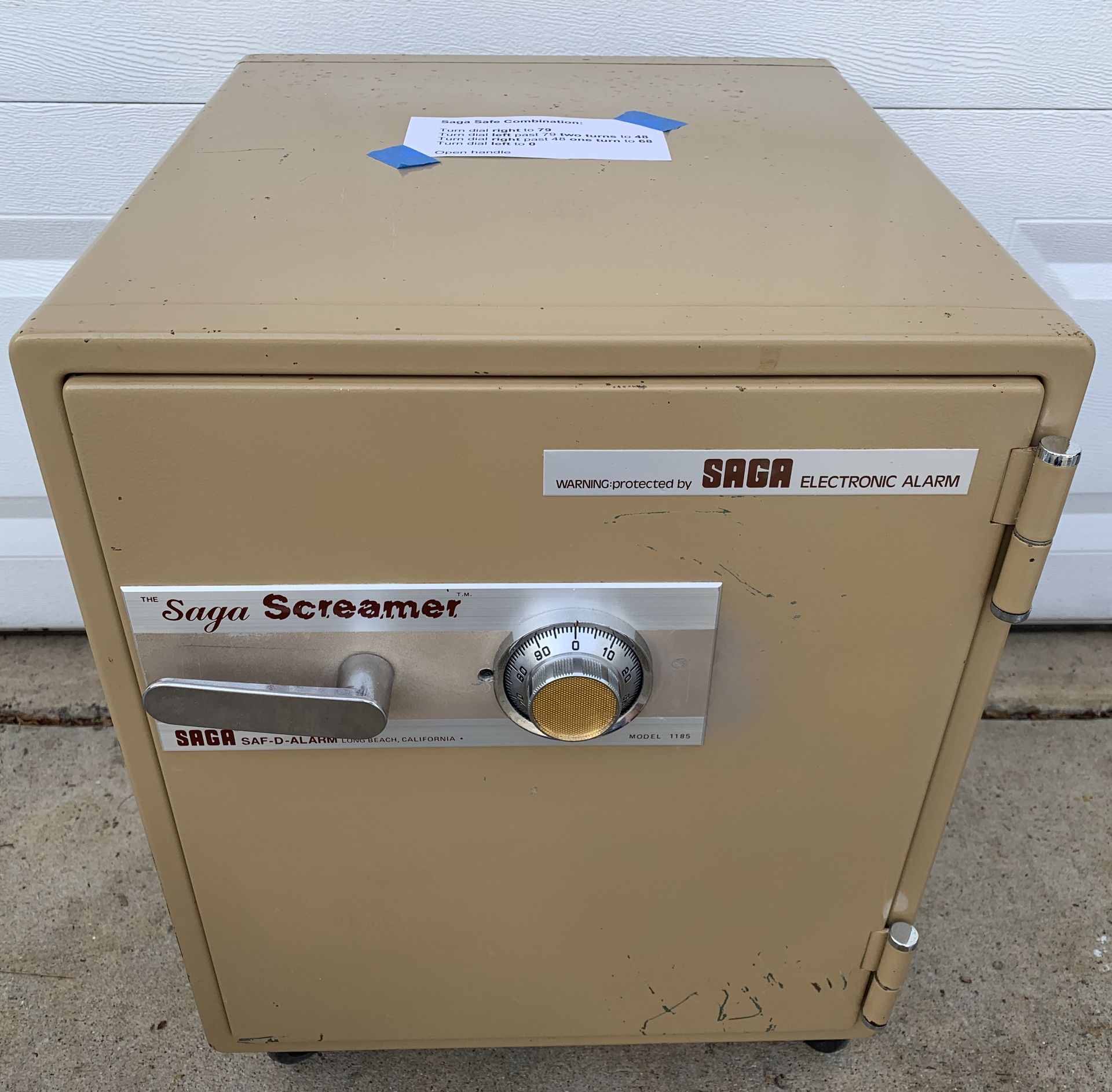 Saga “Screamer” SafDAlarm Model 1185 1.35 cu ft combination safe box