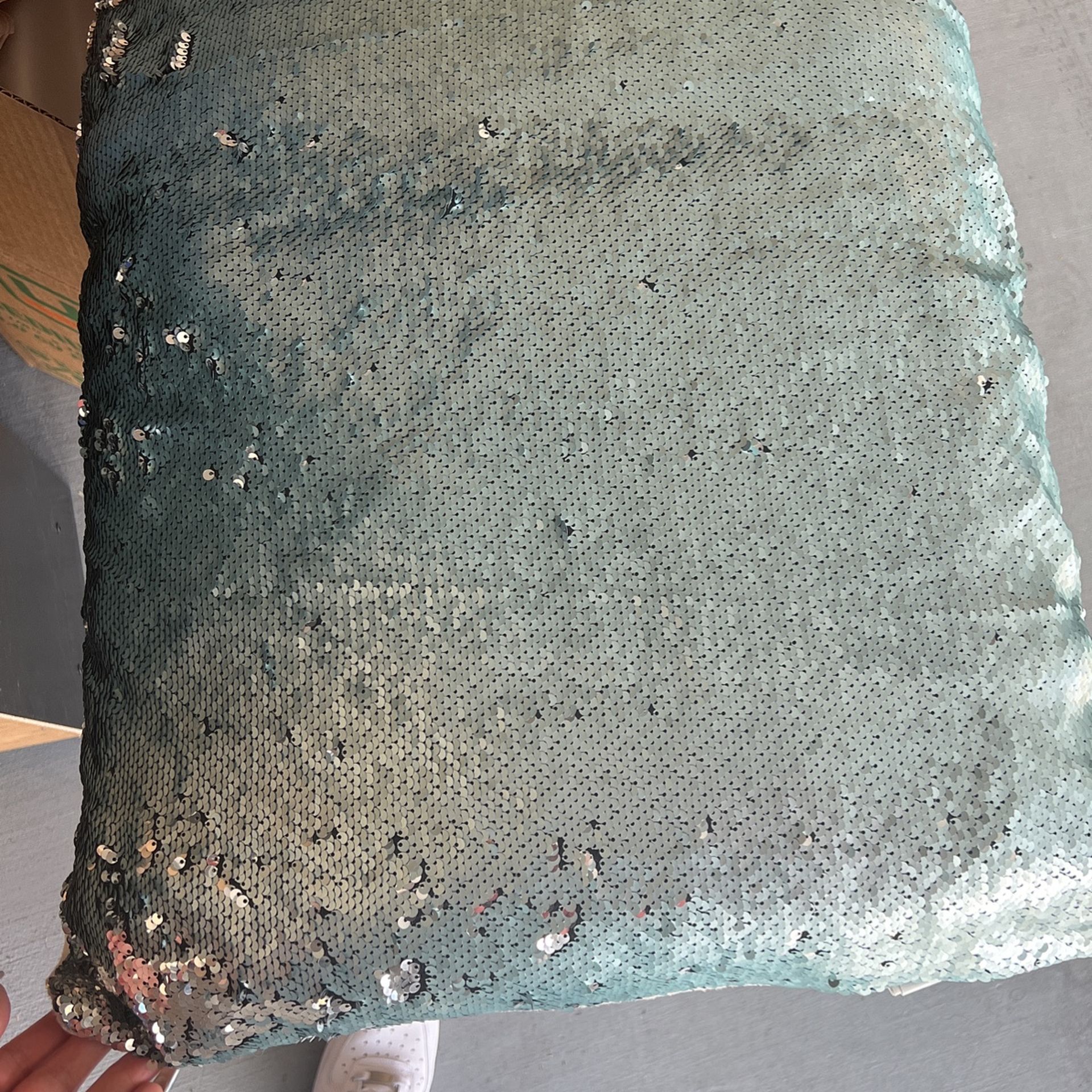 Teal And Sequin Body Pillow