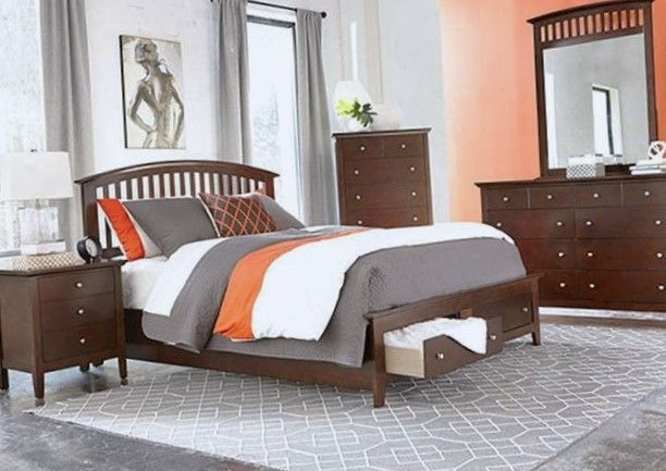 New Bourbon Color Bed with Dresser