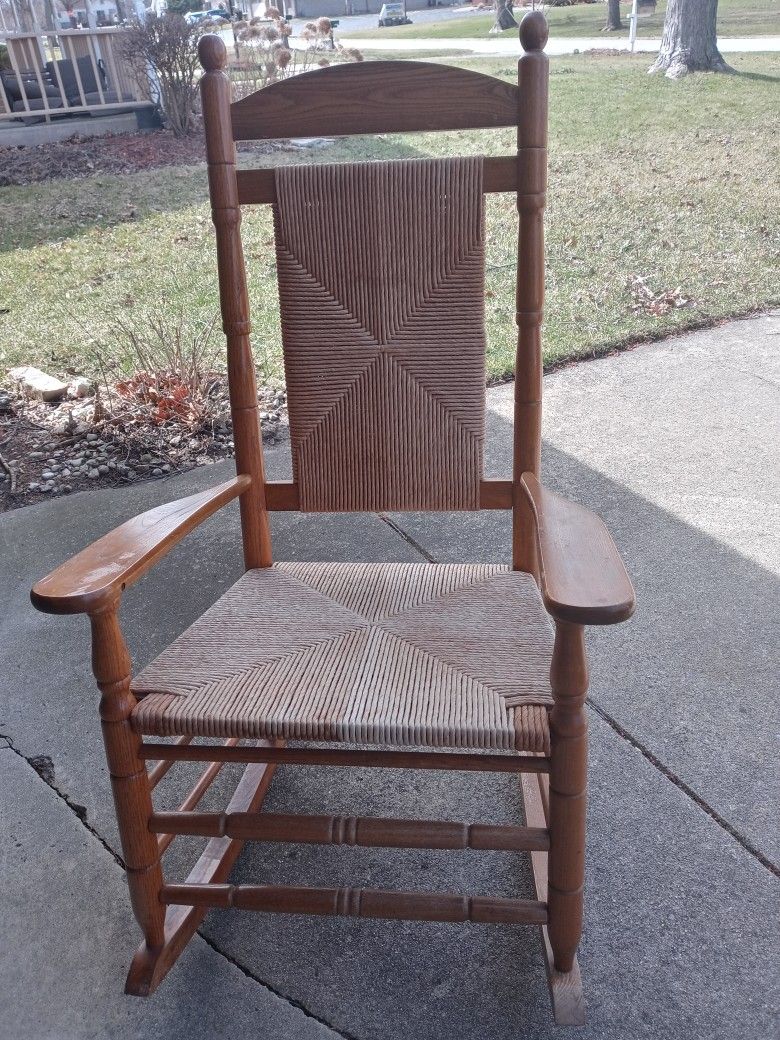 Rattan And Wood Rocking Chair