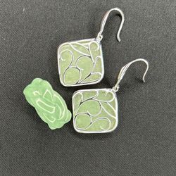 Jade Earrings And ring Set