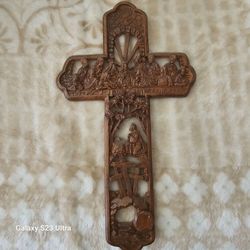 Carved Wooden Religious Cross Wall Decor