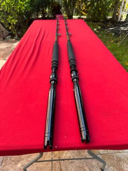 Pair of Outer Banks IGFA 50 Custom Power Stick Rods With New Aftco #2 Storeabutts
