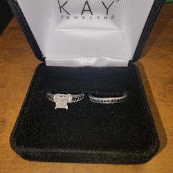 New Diamond/ Black Diamond Bridal Ring Set Size 7