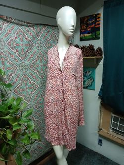 Jaclyn Smith Pink Floral Button Up V-Neck Pajama Top, Size XL