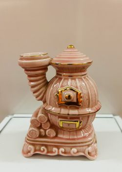Vintage Pink I.W. Rice 1950's Ceramic Wood Stove Perfume Burner Nightlight Japan