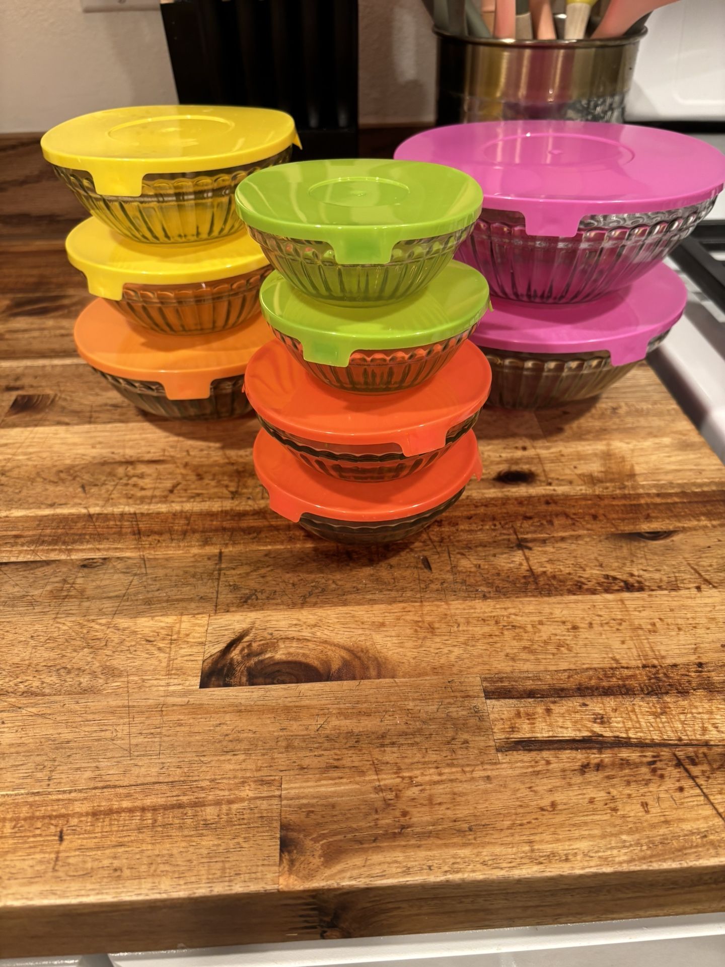 Set Of 9 Glass Bowls With Lids 