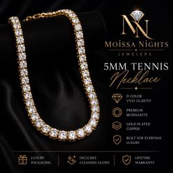 5MM 18’ Moissanite Tennis Necklace(VVS1 D Color) A+++ Quality
