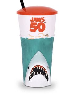 Jaws 50th Anniversary Tumbler Collectible Cup - AMC Theatre Exclusive New w/Stra